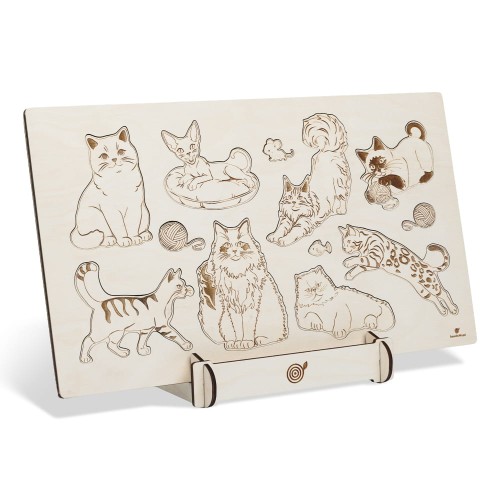 Przejdź do produktu Puzzle drewniane edukacyjne „Ani mru mru” Rasy kotów Sounds Wood