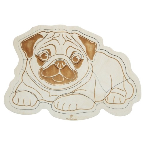 Przejdź do produktu Edukacyjne drewniane puzzle "Psijaciele - Mops" Sounds Wood